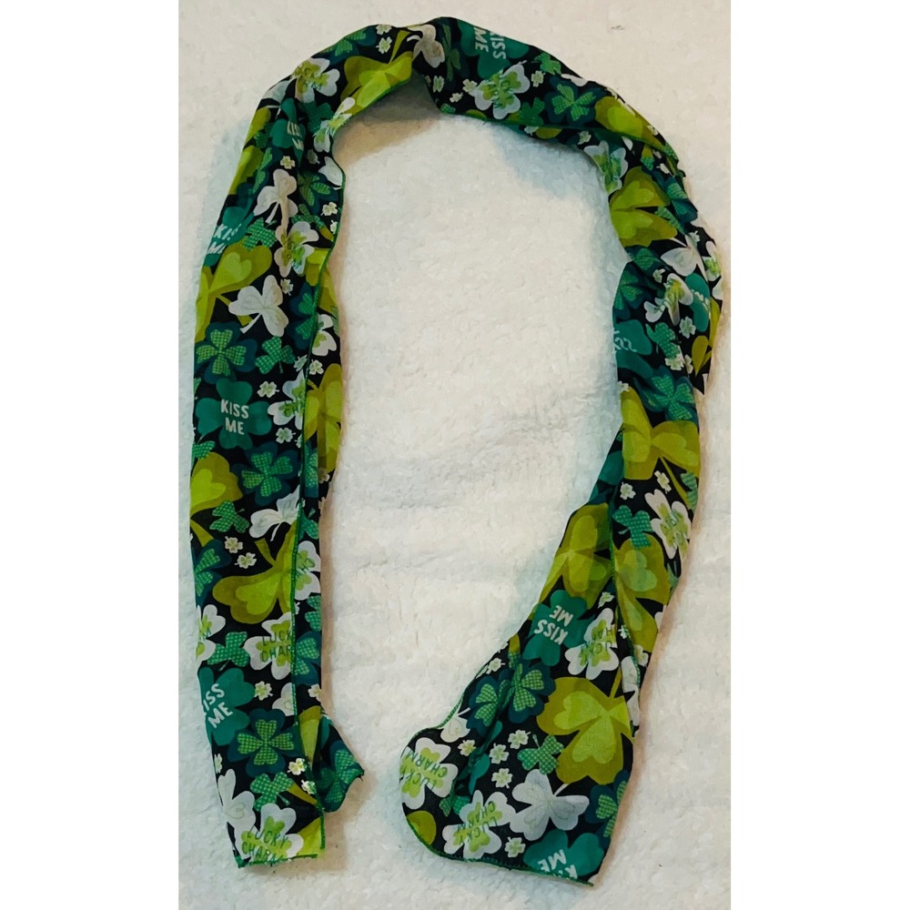 Green Shamrock St Patricks Day Scarf Kiss Me Lucky Charm Clover Lightweight